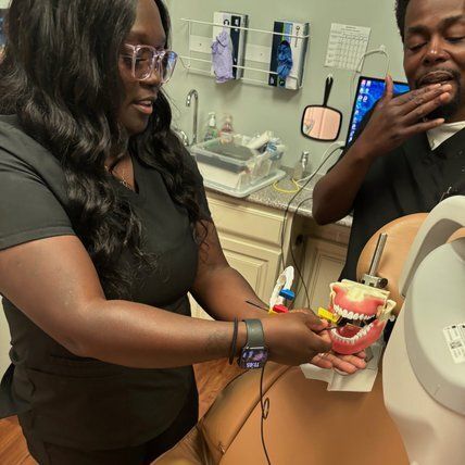 Lashanda learning in Beaufort Dental Assistant School